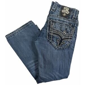 Mens Rock Revival Lionel Bootcut Denim Jeans Embellished Pockets Size 28 e870585